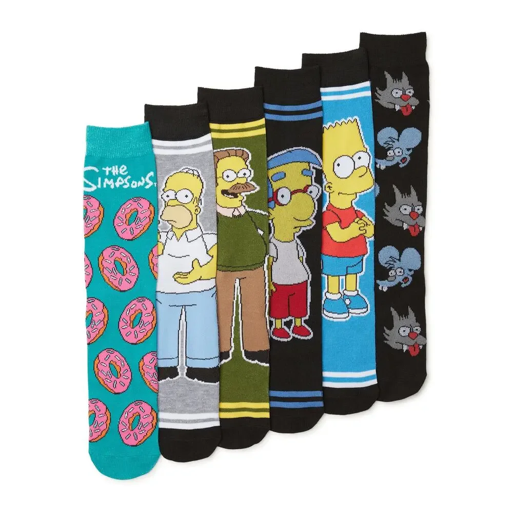 The Simpsons Casual Crew Socks-6 Pairs